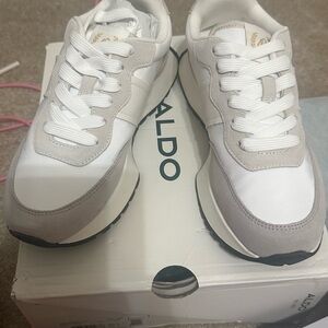 Aldo Cream and Gray Casual Sneakers